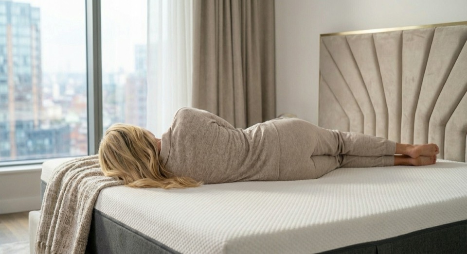 Emma Hybrid Airgrid mattress showing body support and spinal alignment